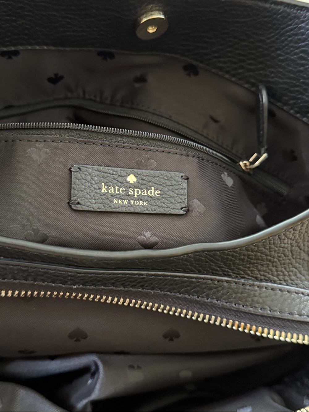 Kate Spade Black Pebbled Leather Shoulder Tote Bag Large EUC - Picture 3 of 13